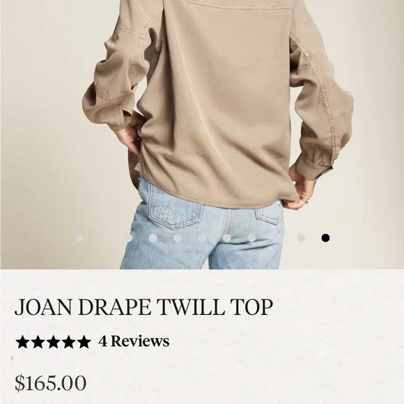 Rowan Joan Twill Top, Stone, size medium, NWOT - Picture 9 of 11